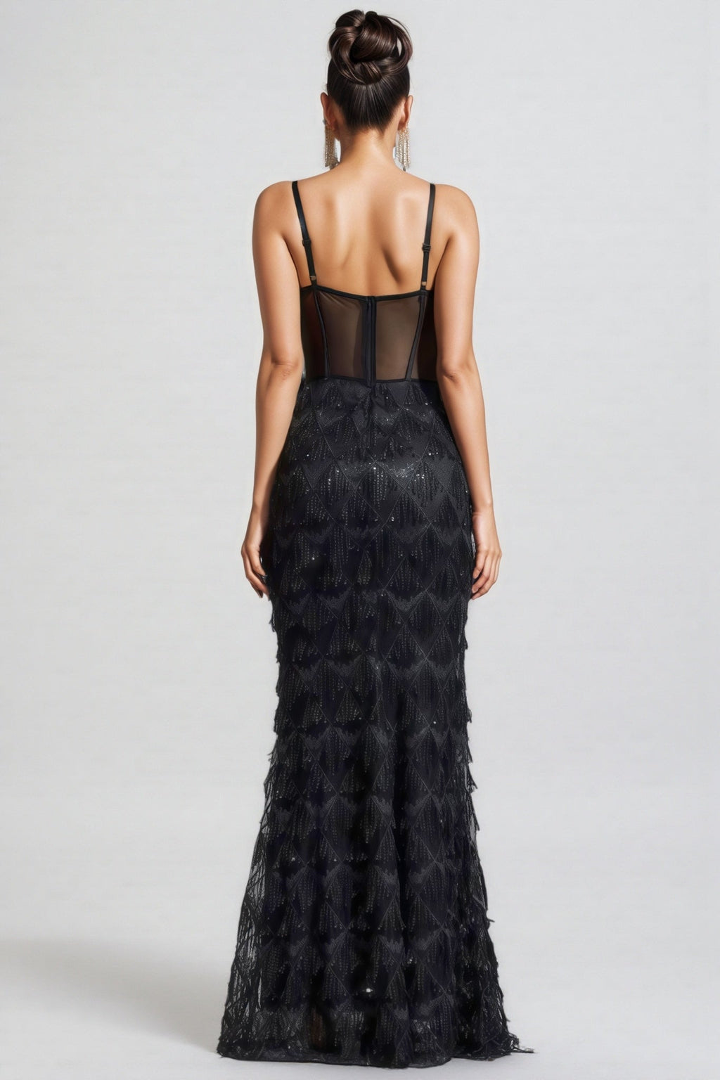 Max Sequin Tassel Neck Maxi Dress