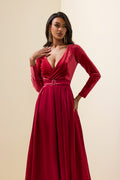 Velvet Split Midi Dress