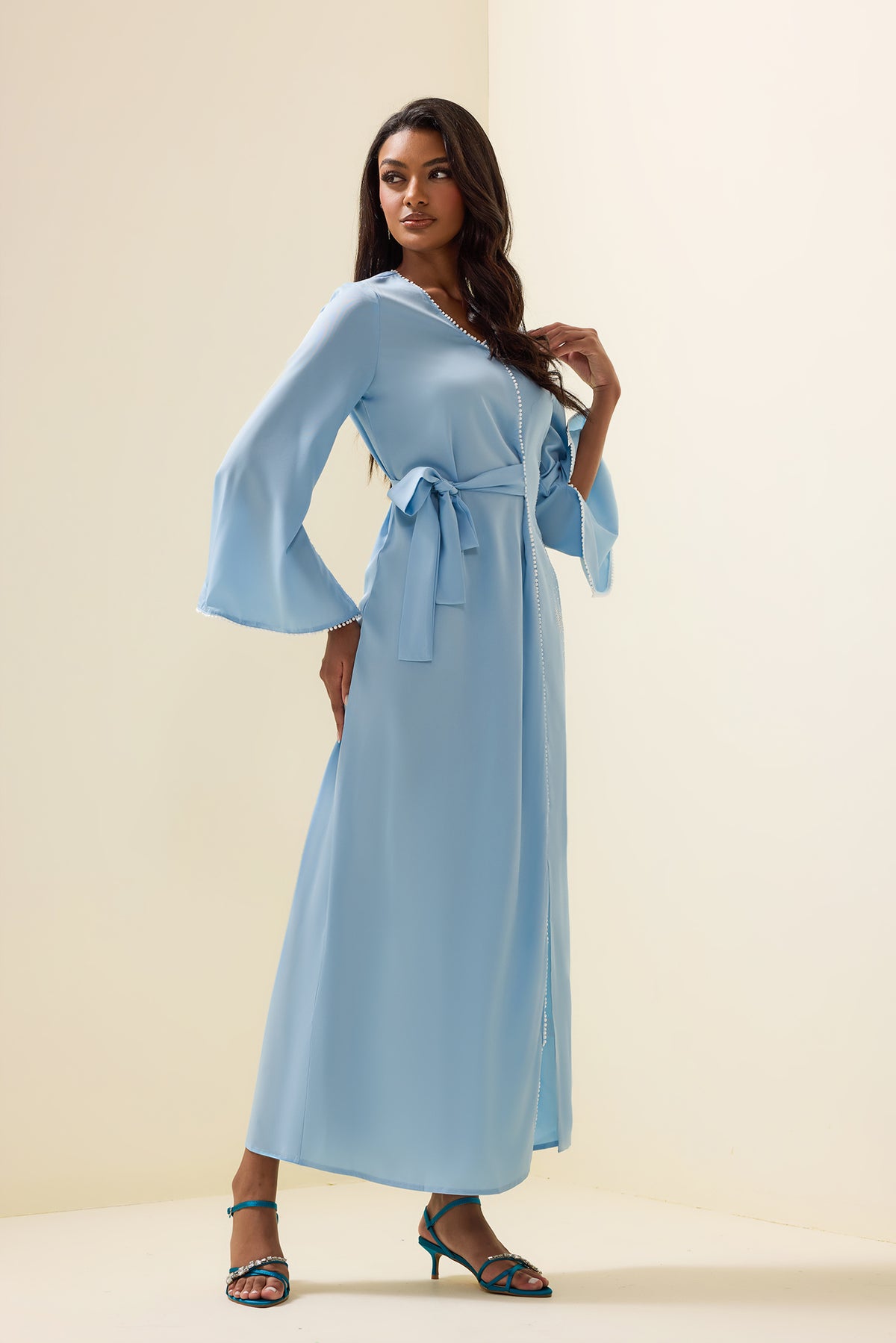 Rhinestone Lace-up Midi Dress