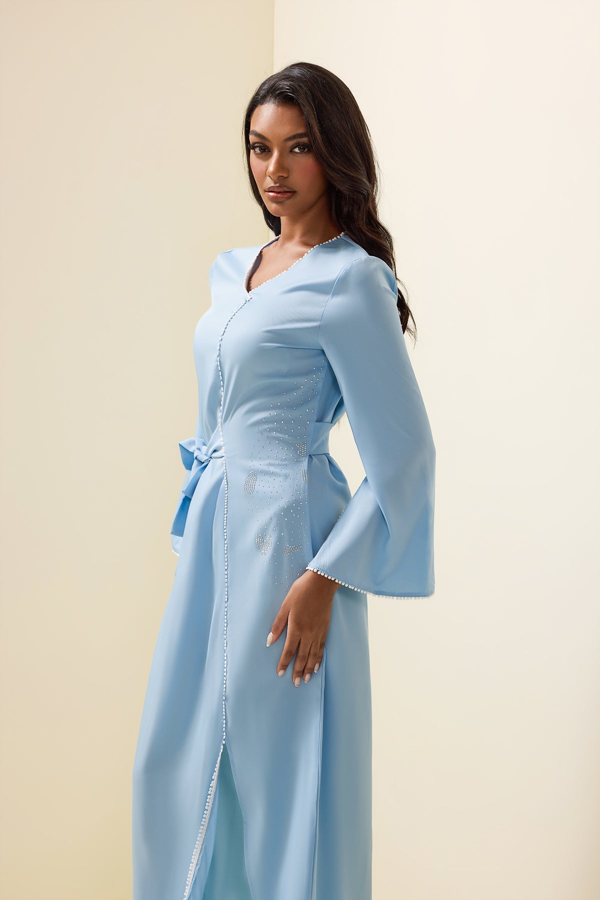 Rhinestone Lace-up Midi Dress