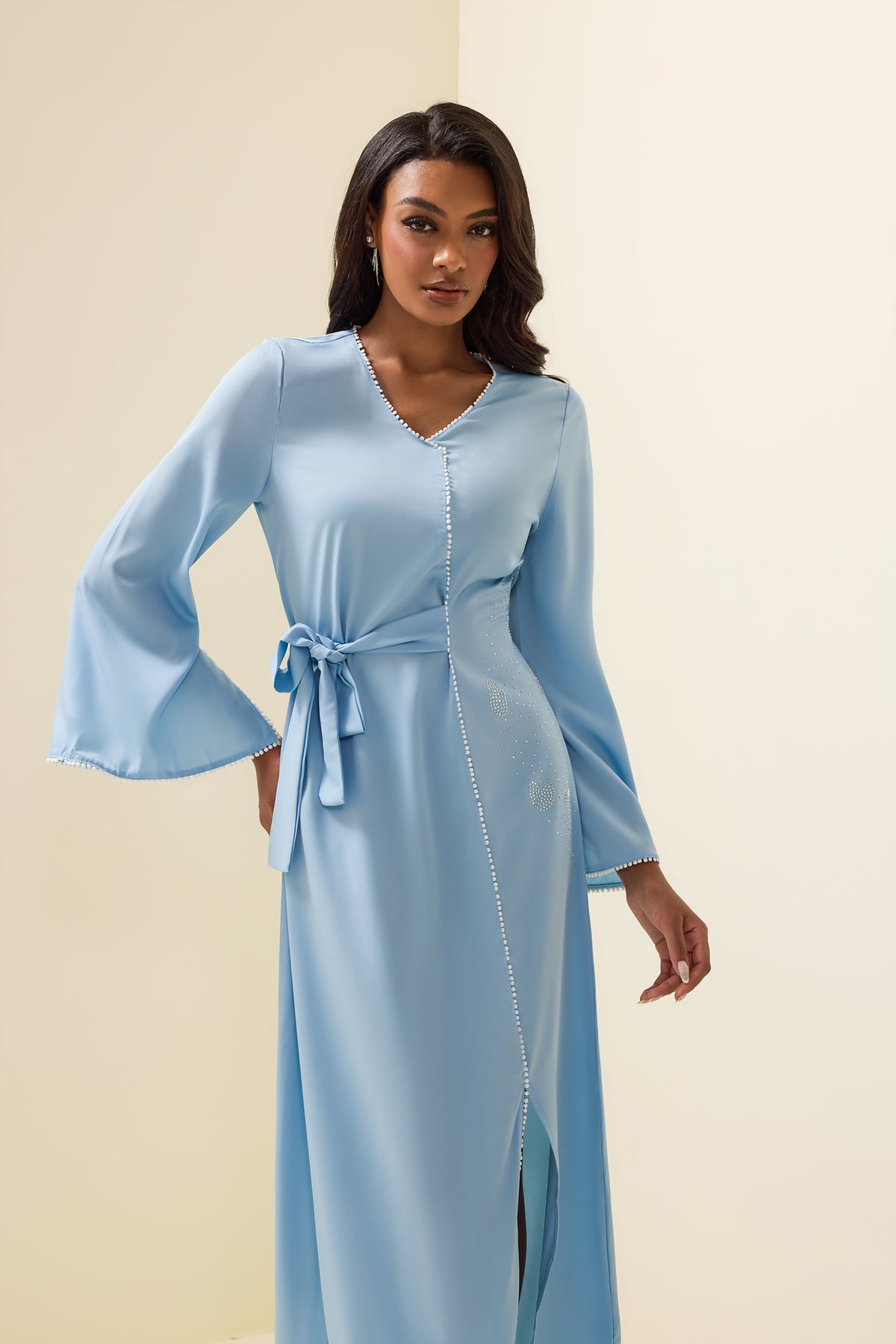 Rhinestone Lace-up Midi Dress