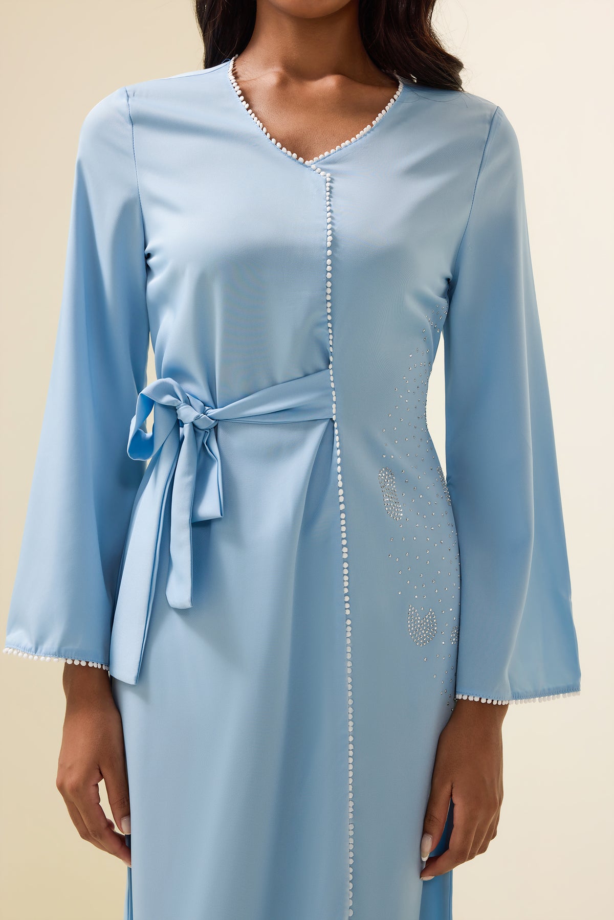 Rhinestone Lace-up Midi Dress