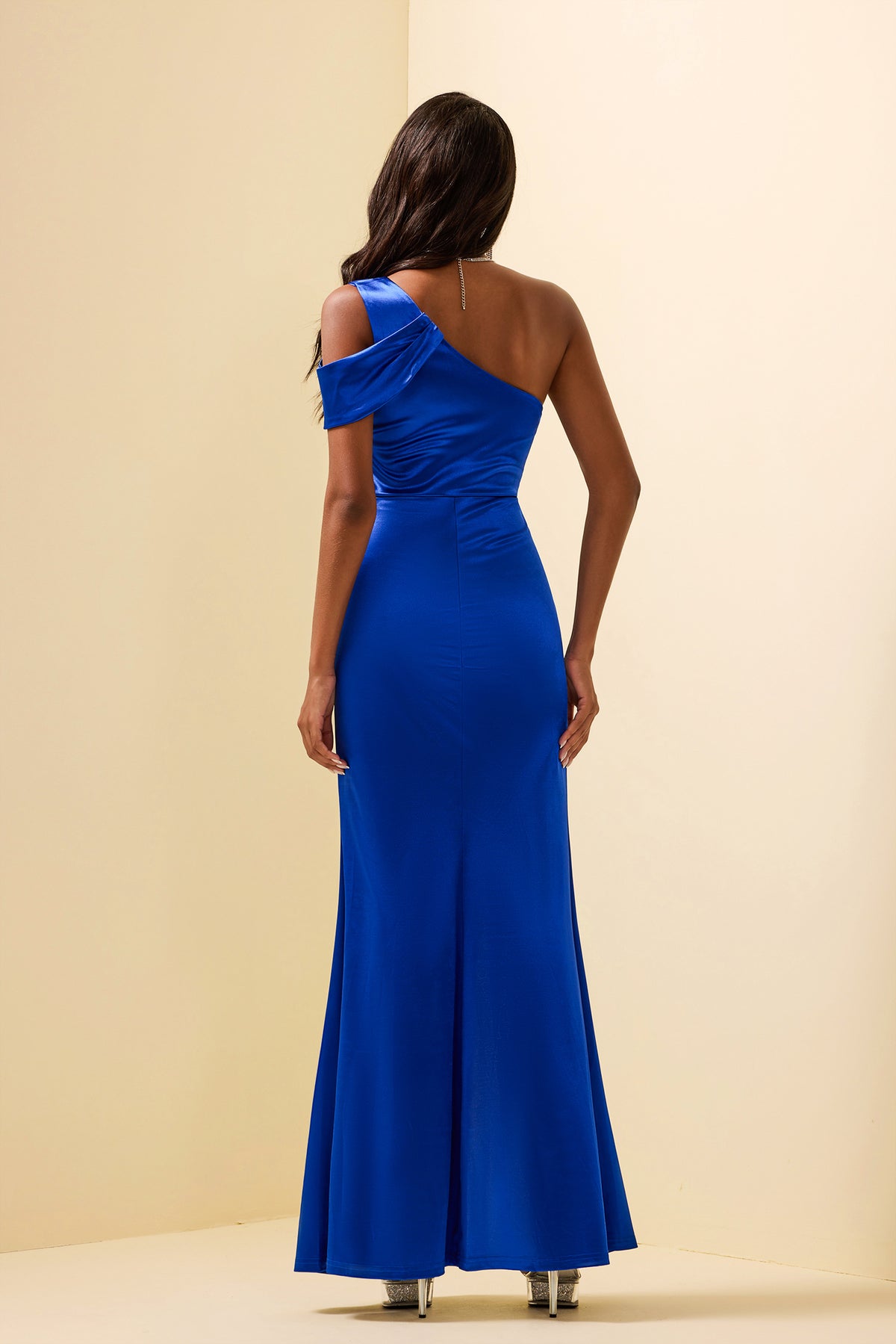 Satin Cut-out Split Maxi Dress