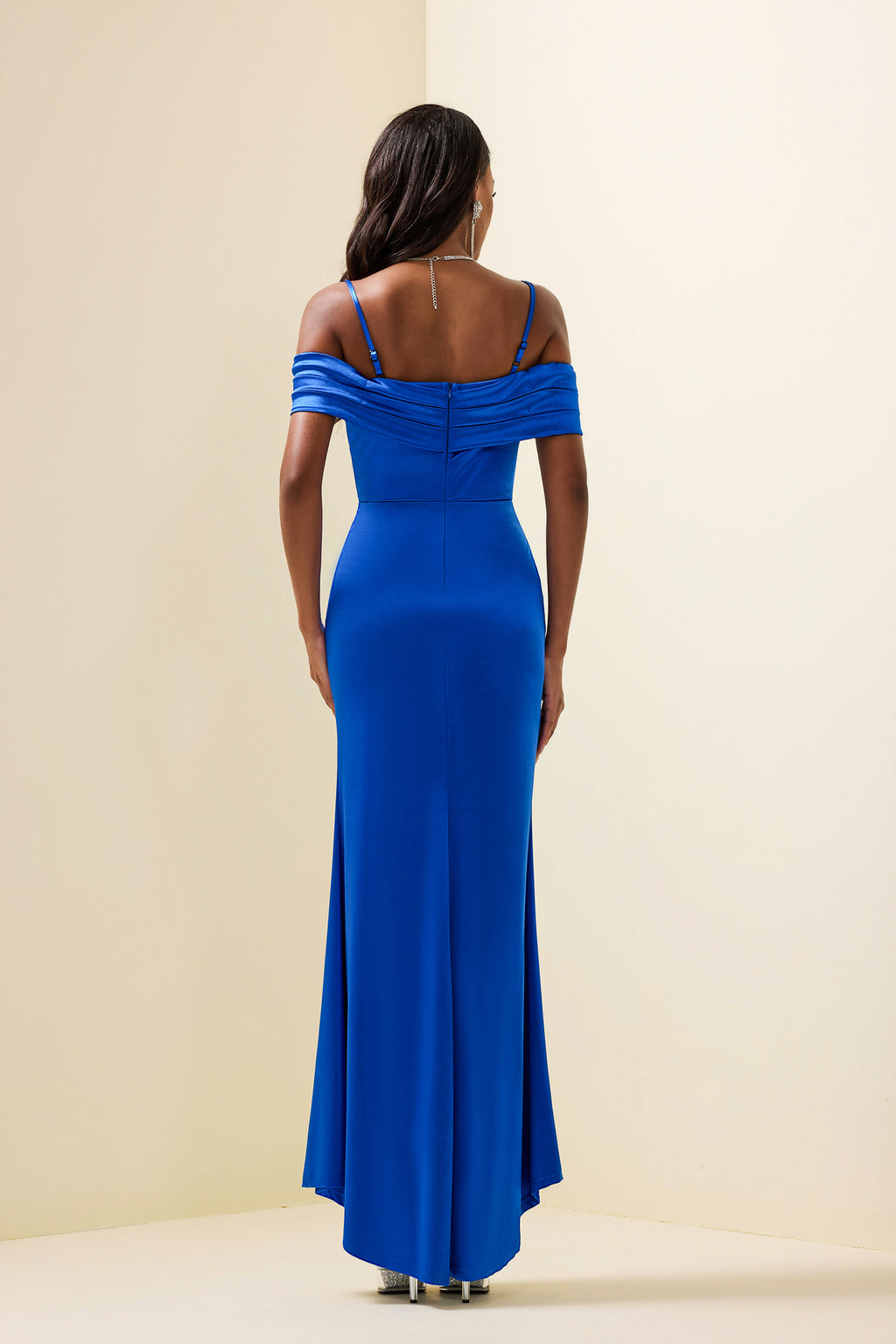 Satin Off-shoulder Maxi Dress