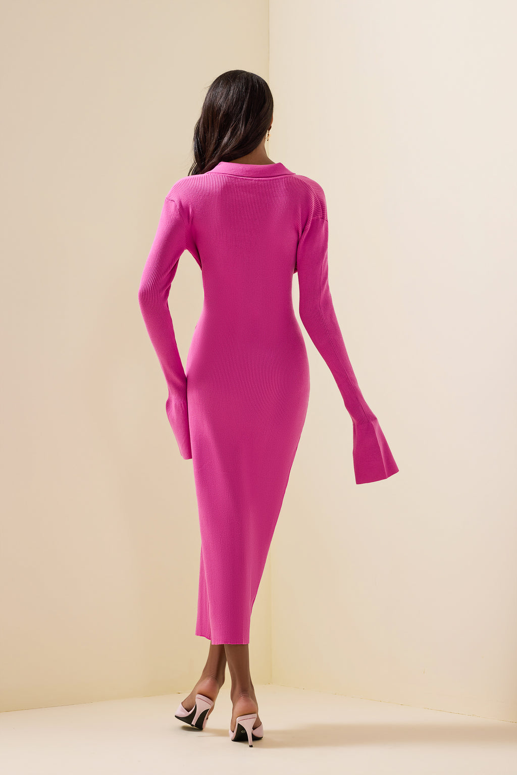 Jersey Button Midi Dress