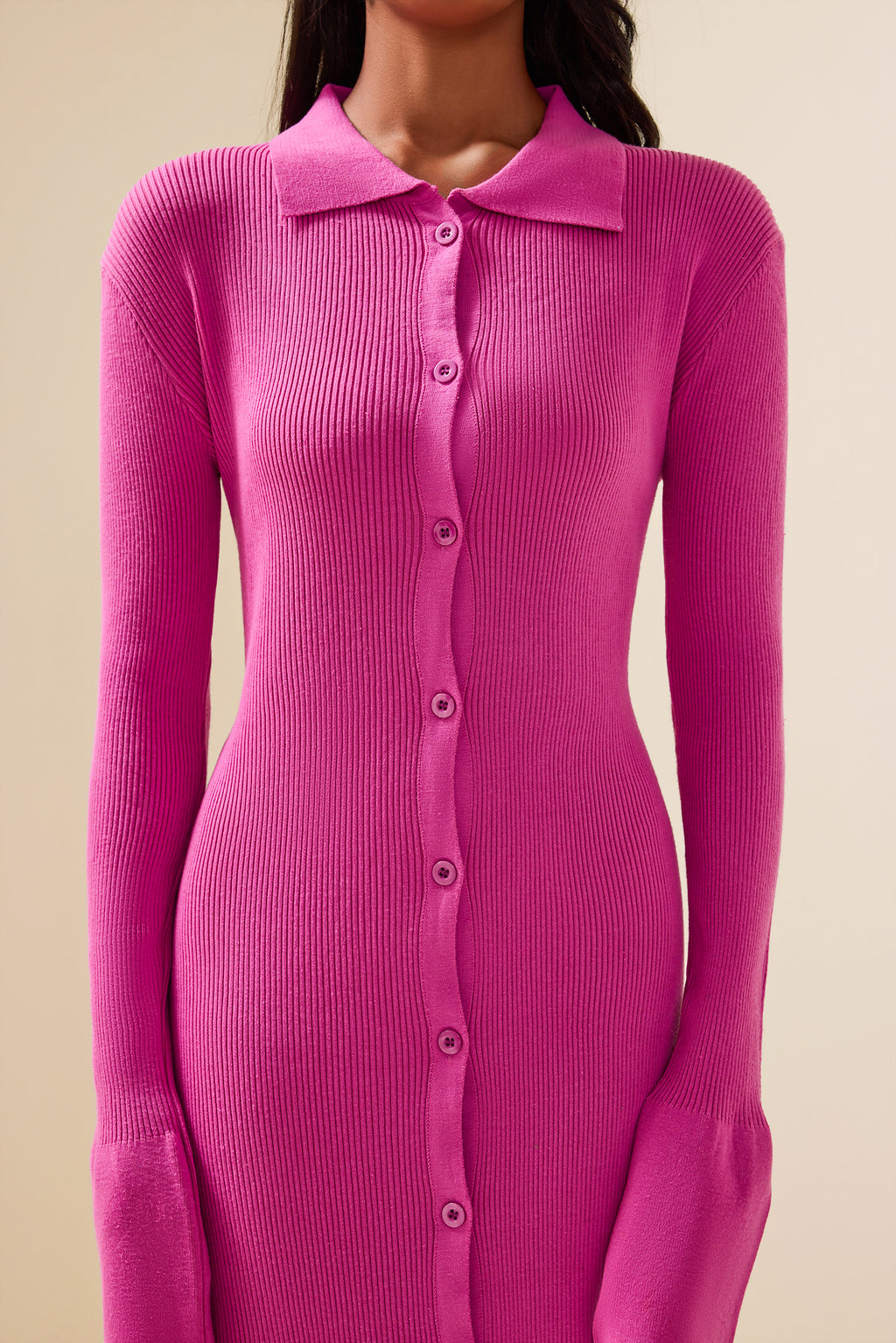 Jersey Button Midi Dress