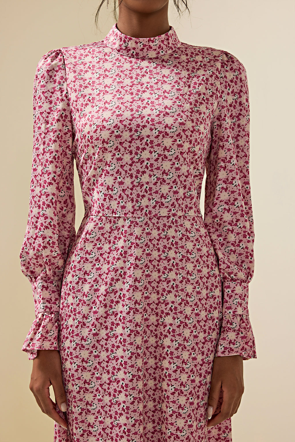 Lace Up Long Sleeve Midi Dress