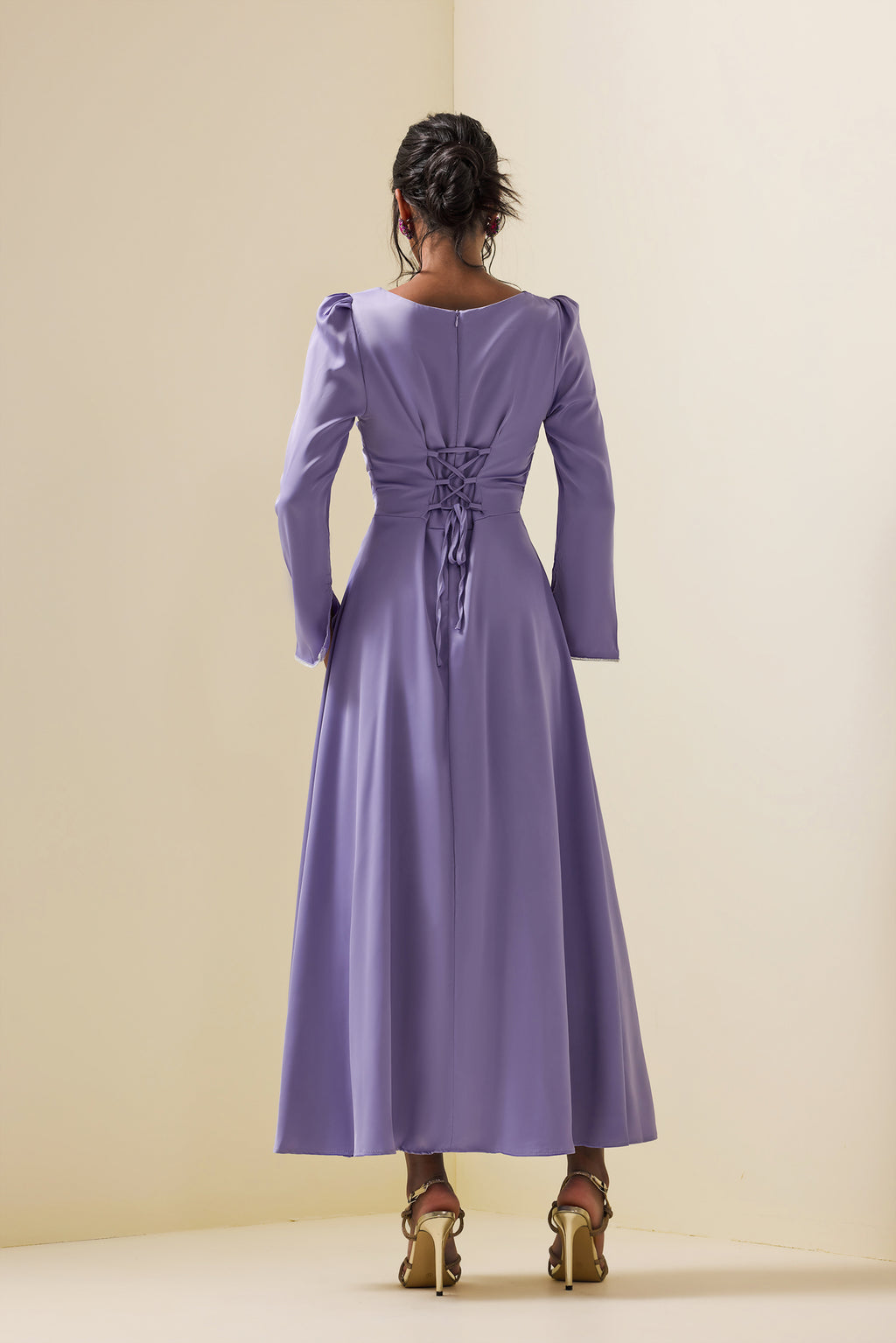 Satin Rhinestone Maxi Dress