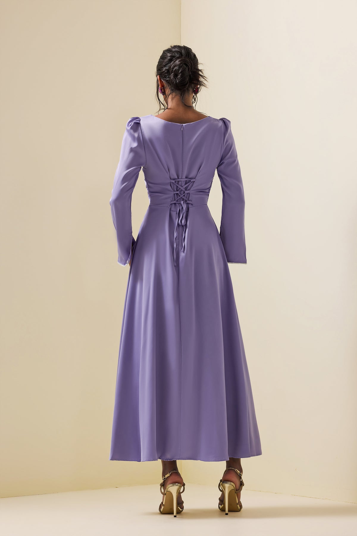Satin Rhinestone Maxi Dress