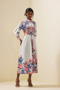 Shirt Collar Midi Dress With Belt