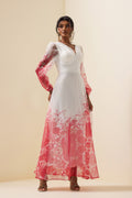 V-neck Lantern Sleeve Maxi Dress