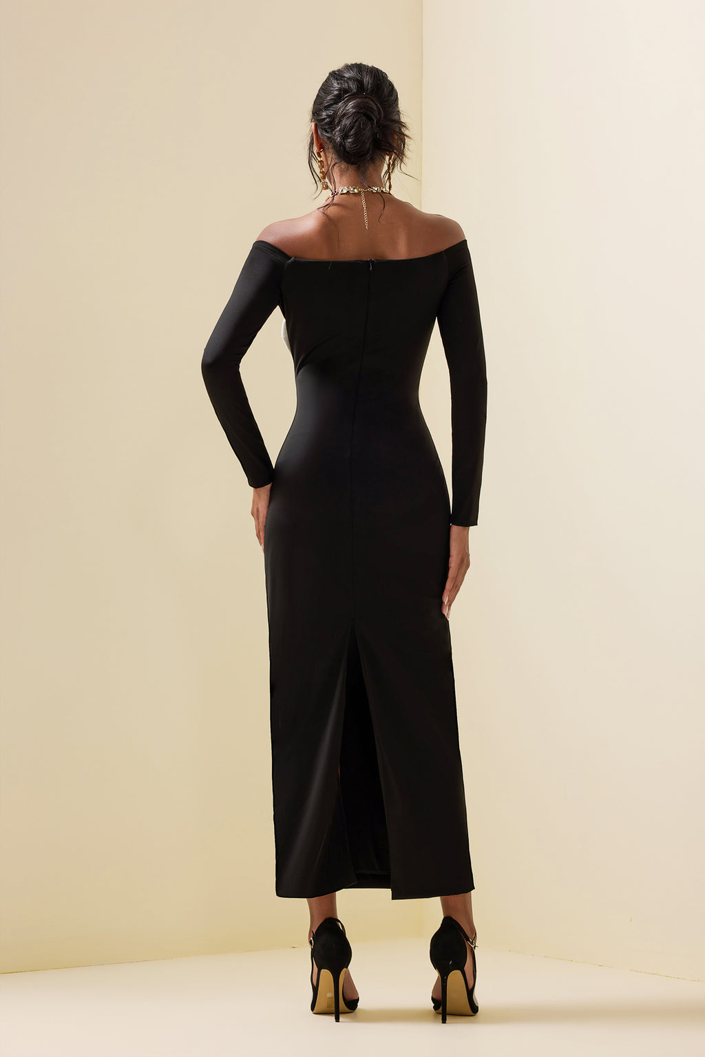 3d Jersey Off-shoulder Midi Dress