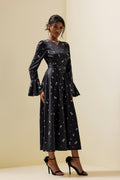 Satin Ball Sleeve Midi Dress