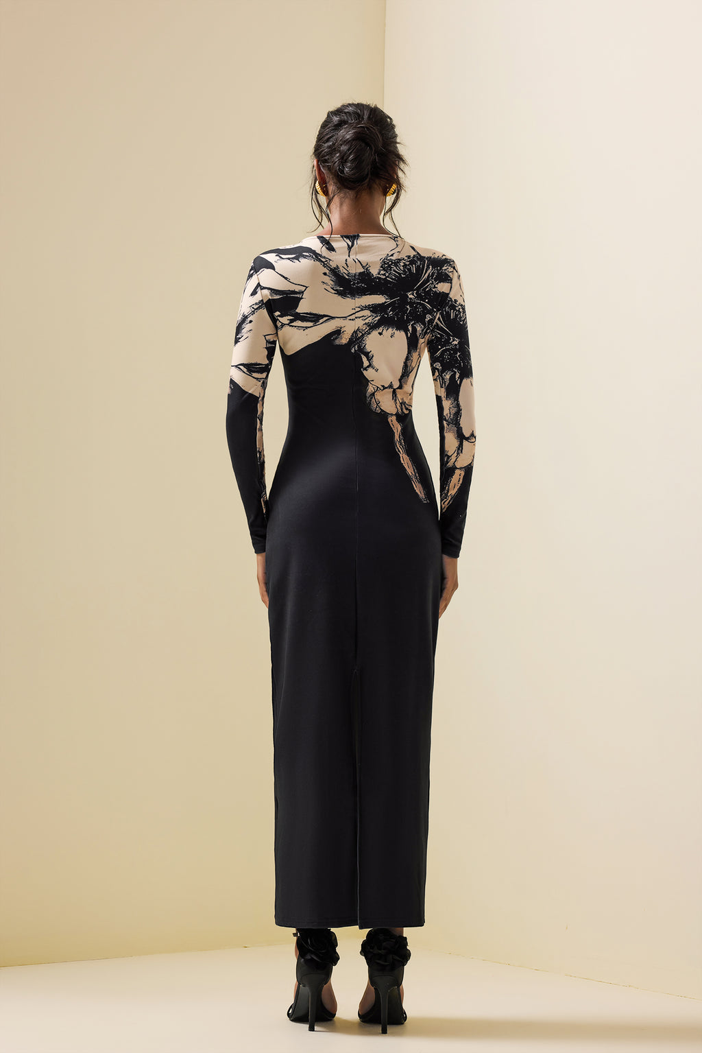 Boat Neck Long Sleeve Midi Dress