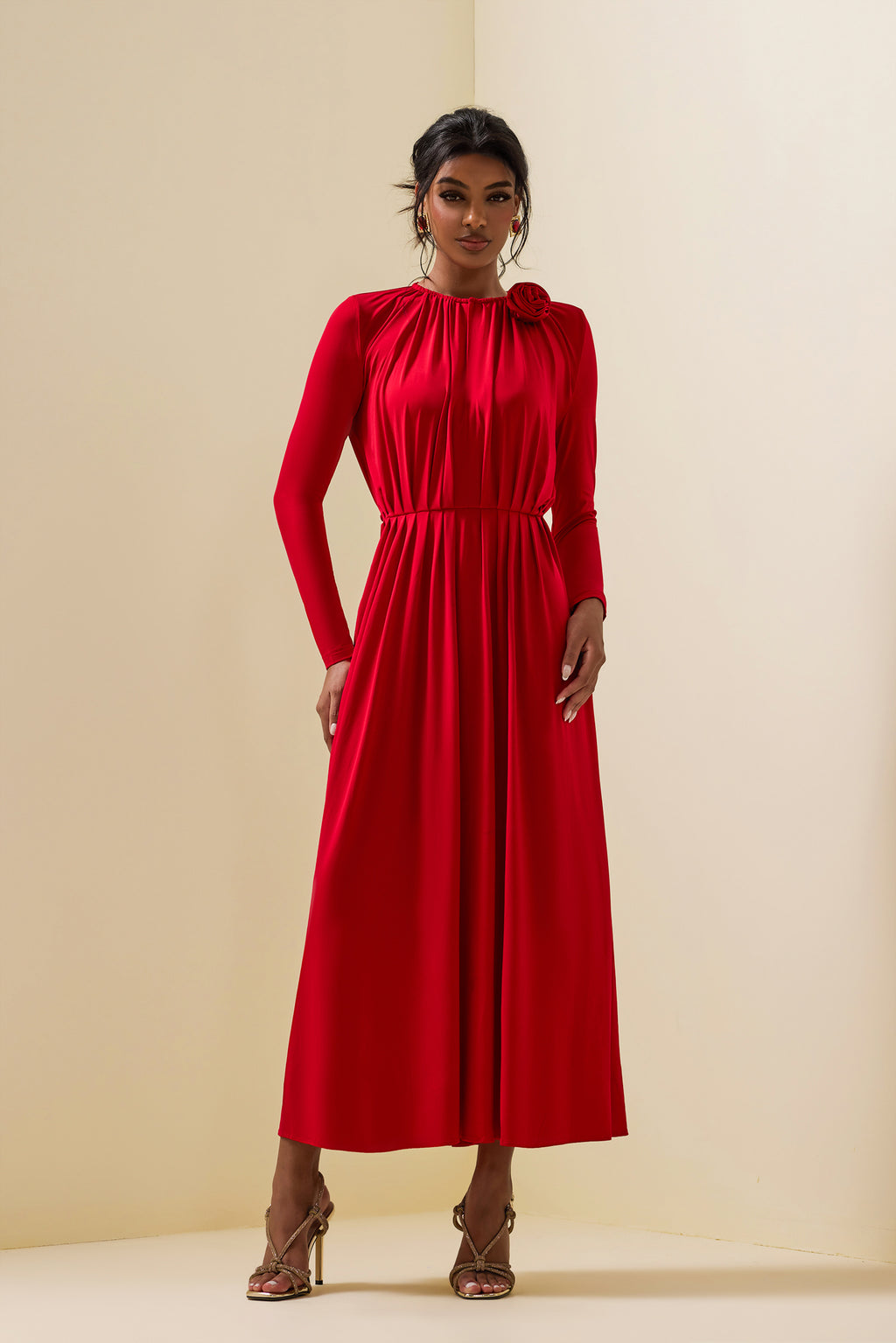 3d Jersey Bottom Midi Dress