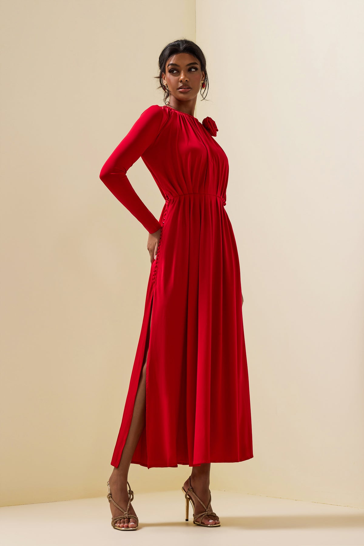 3d Jersey Bottom Midi Dress