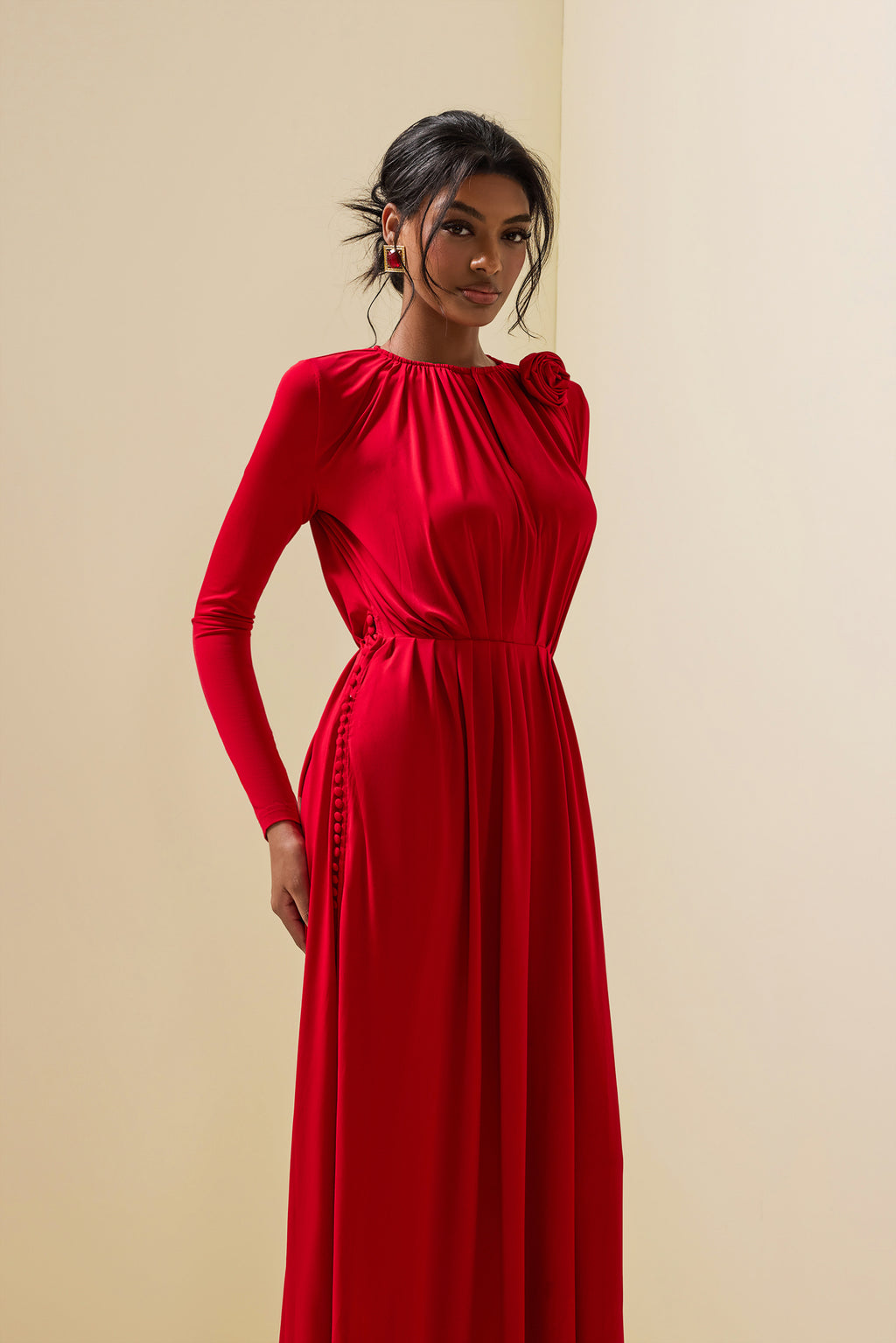 3d Jersey Bottom Midi Dress