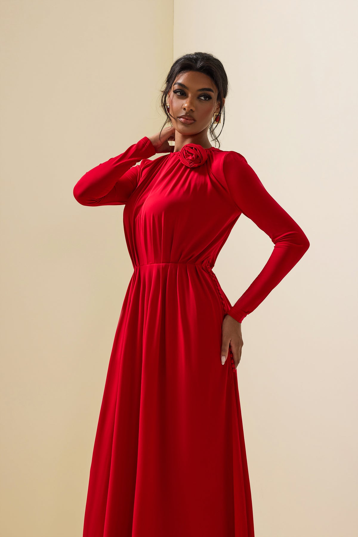 3d Jersey Bottom Midi Dress