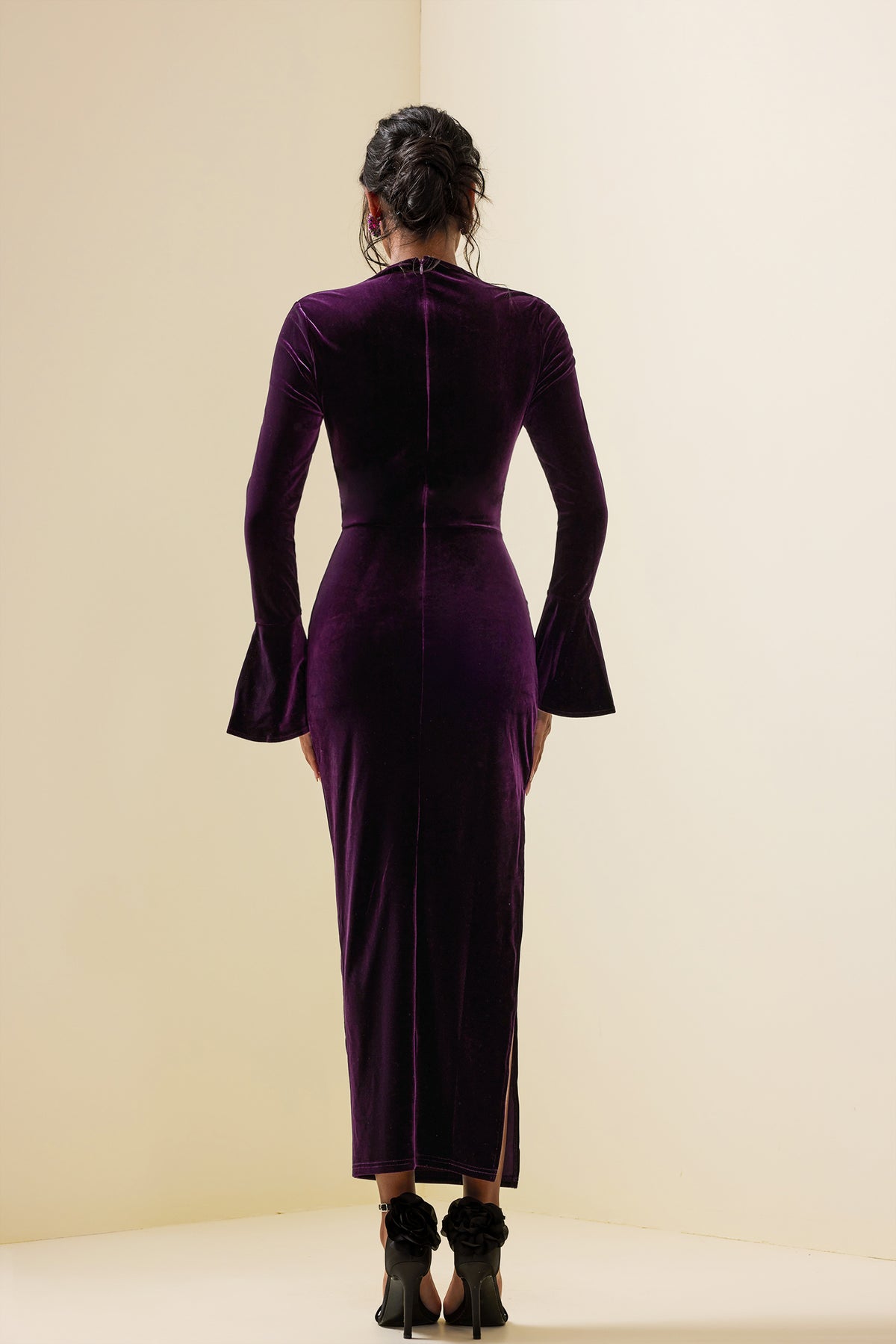 Velvet Split Midi Dress