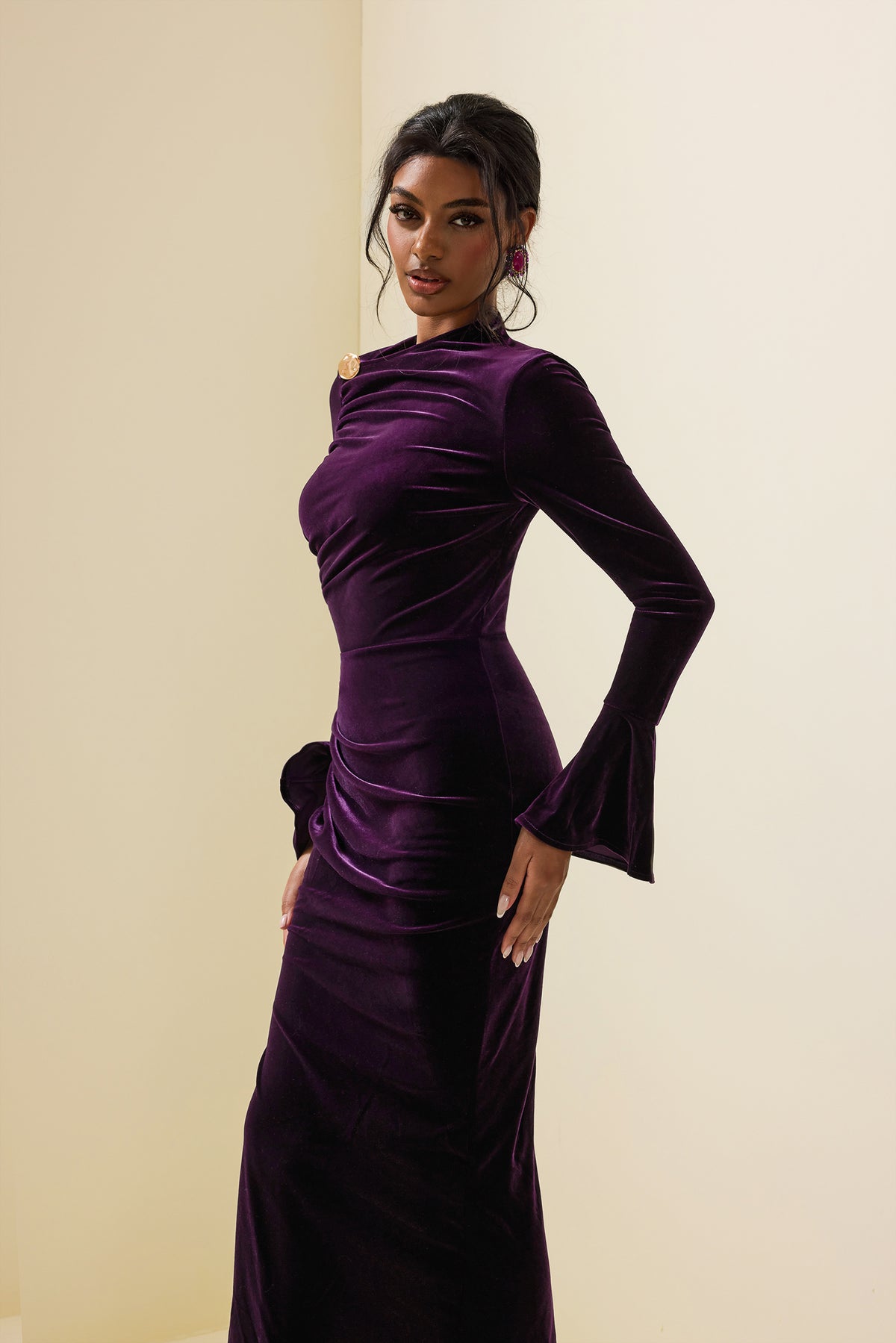 Velvet Split Midi Dress