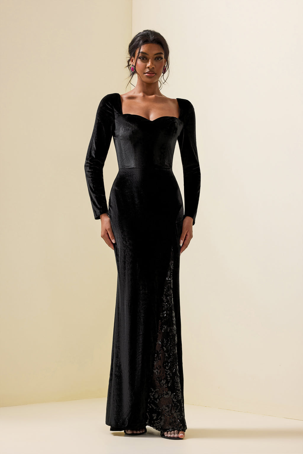 Velvet Sequin Maxi Dress