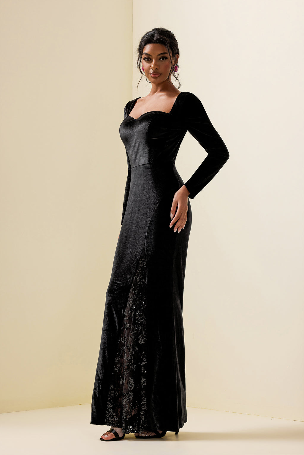 Velvet Sequin Maxi Dress