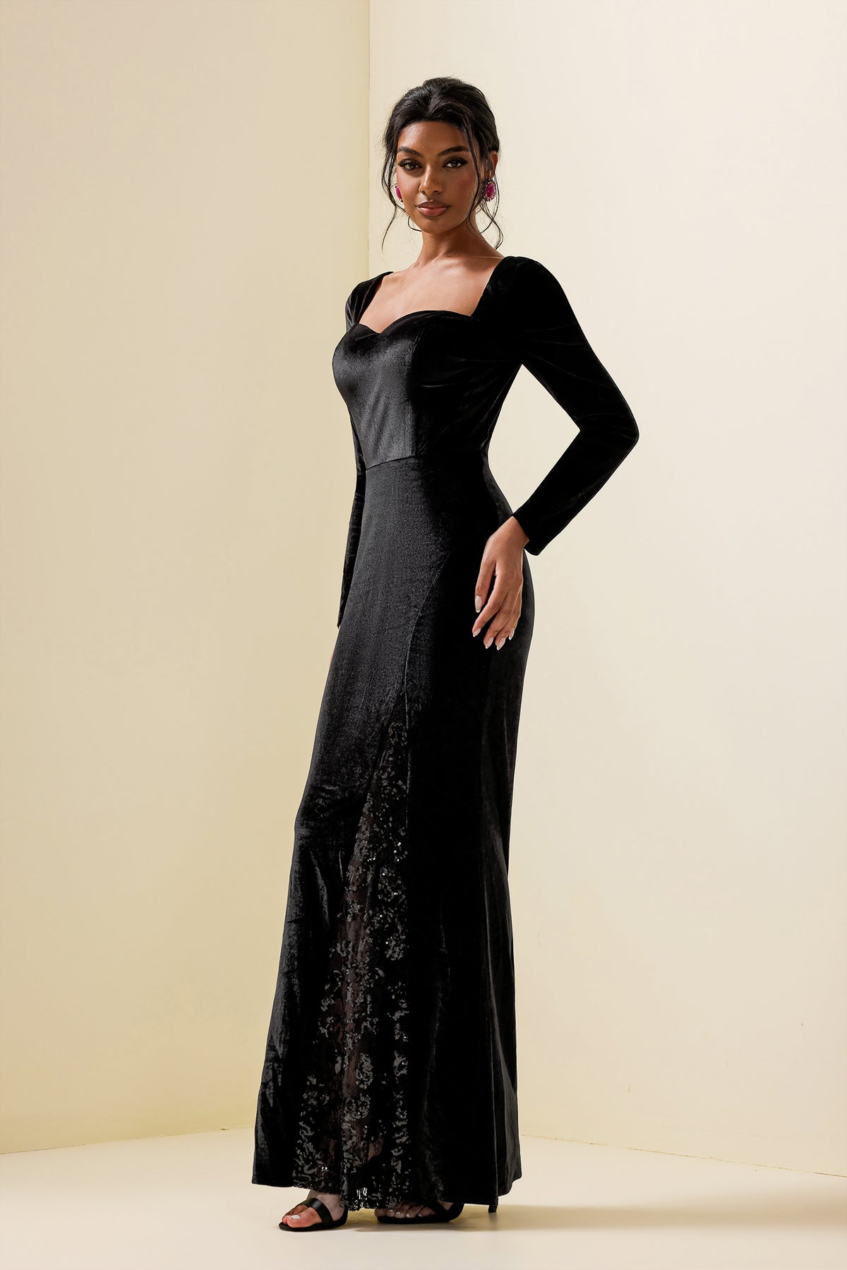 Velvet Sequin Maxi Dress