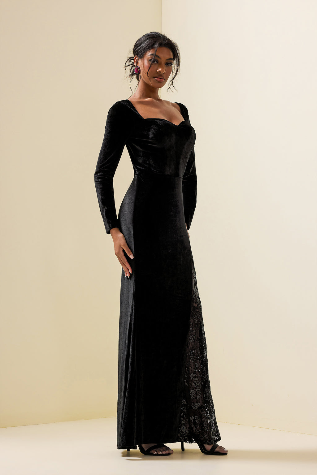 Velvet Sequin Maxi Dress