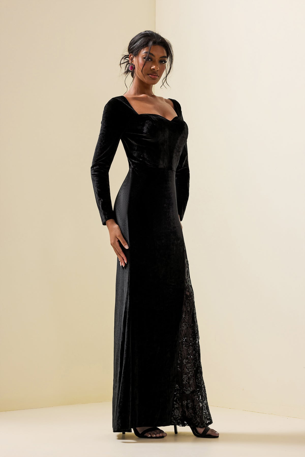 Velvet Sequin Maxi Dress