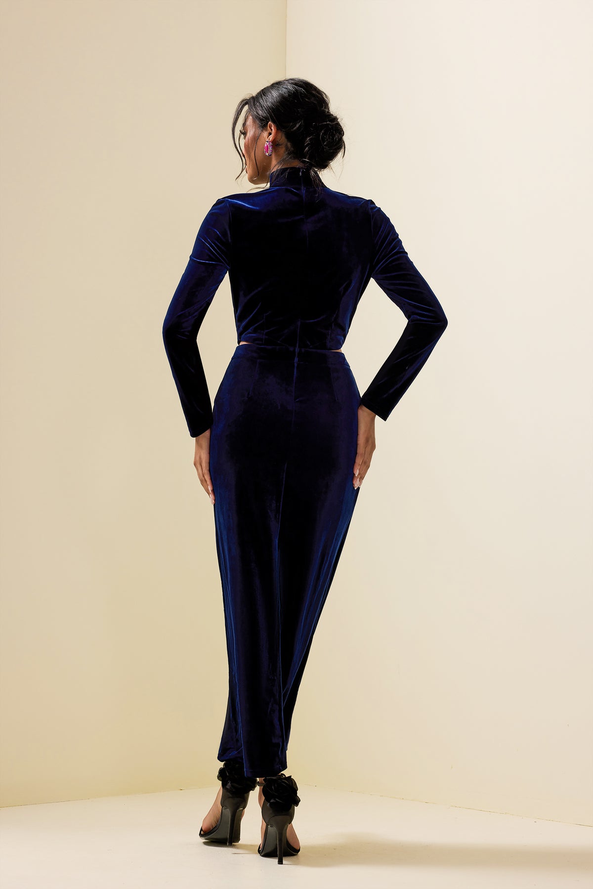 Velvet Cut-out Split Maxi Dress