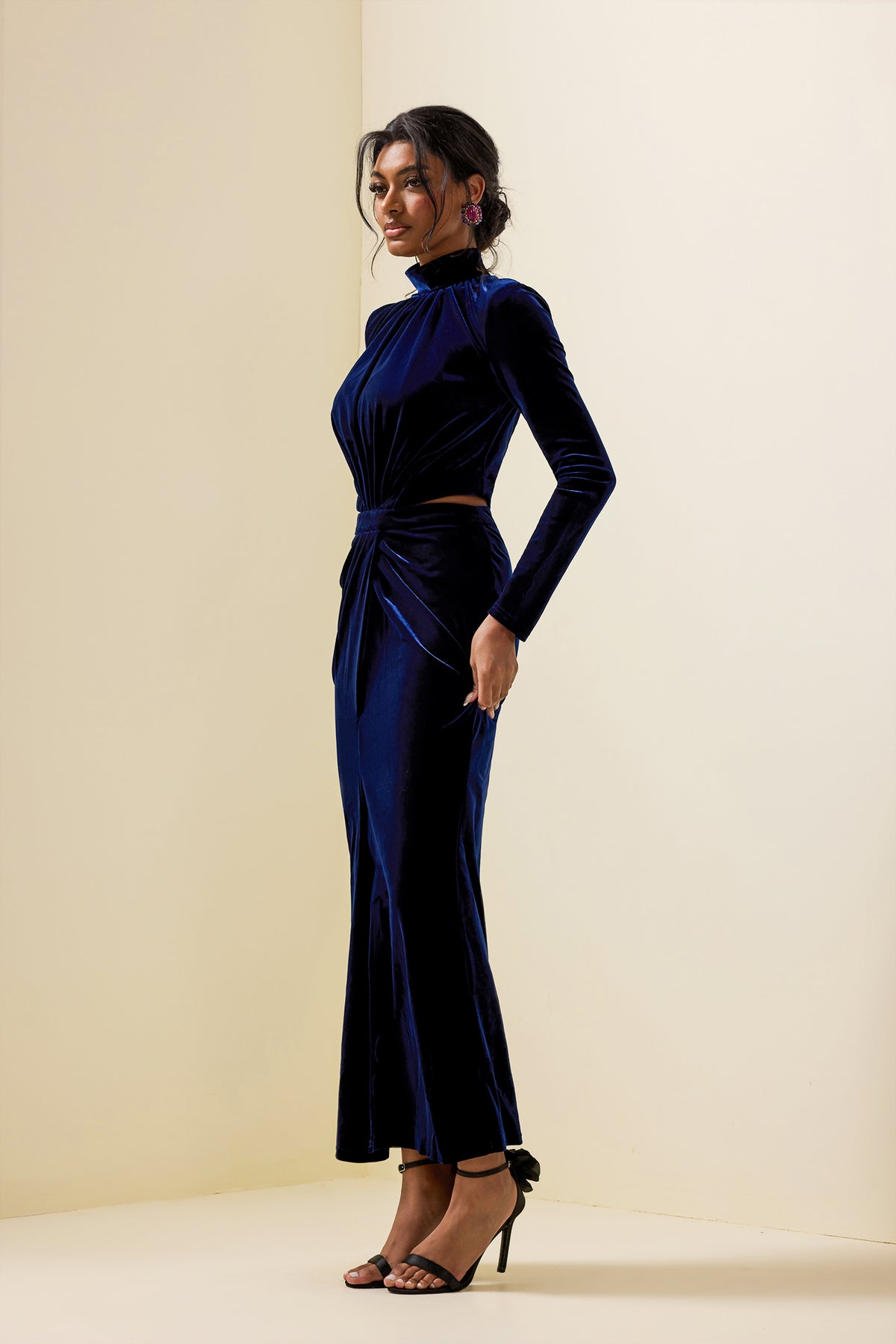 Velvet Cut-out Split Maxi Dress