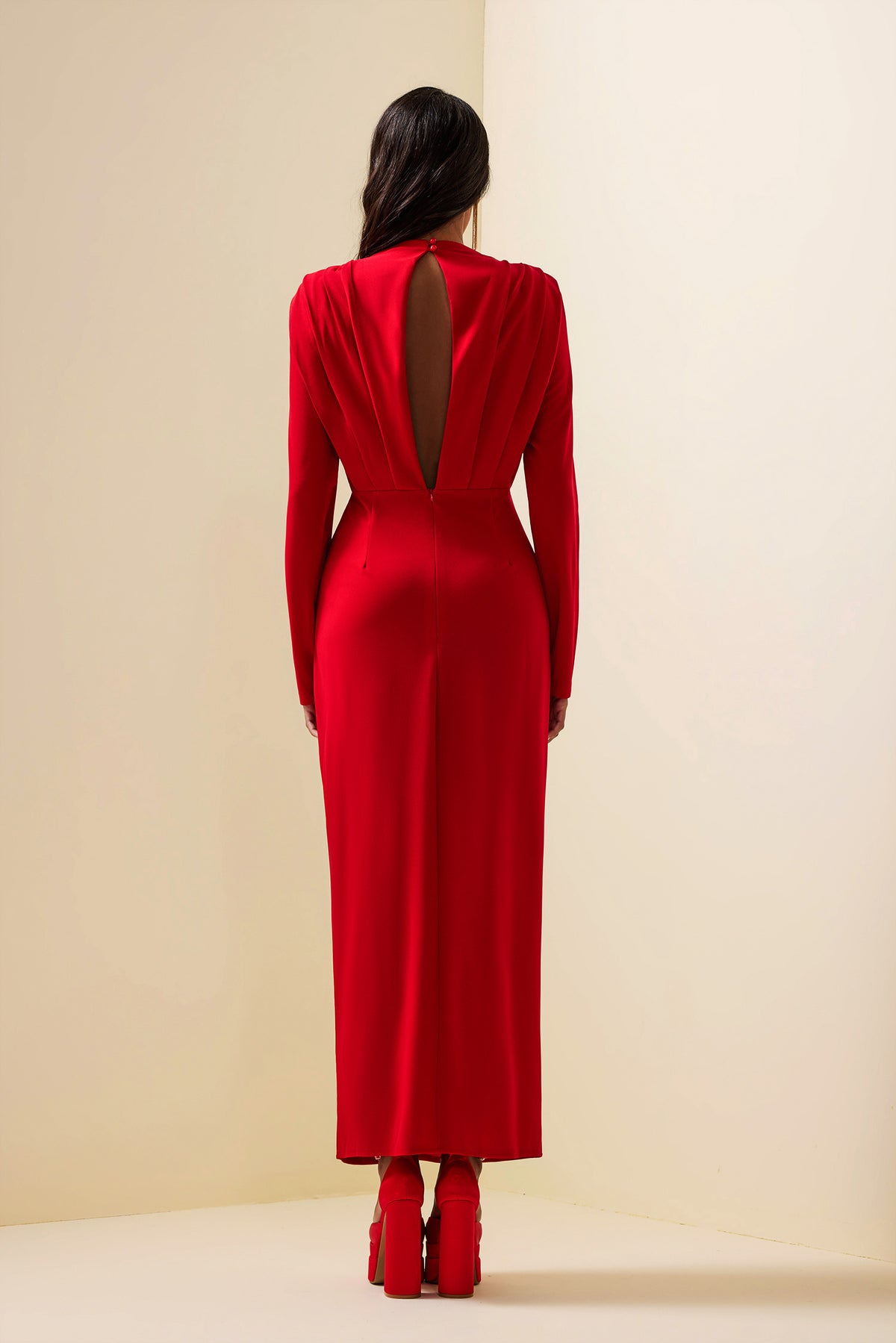 High Split Long Sleeve Midi Dress