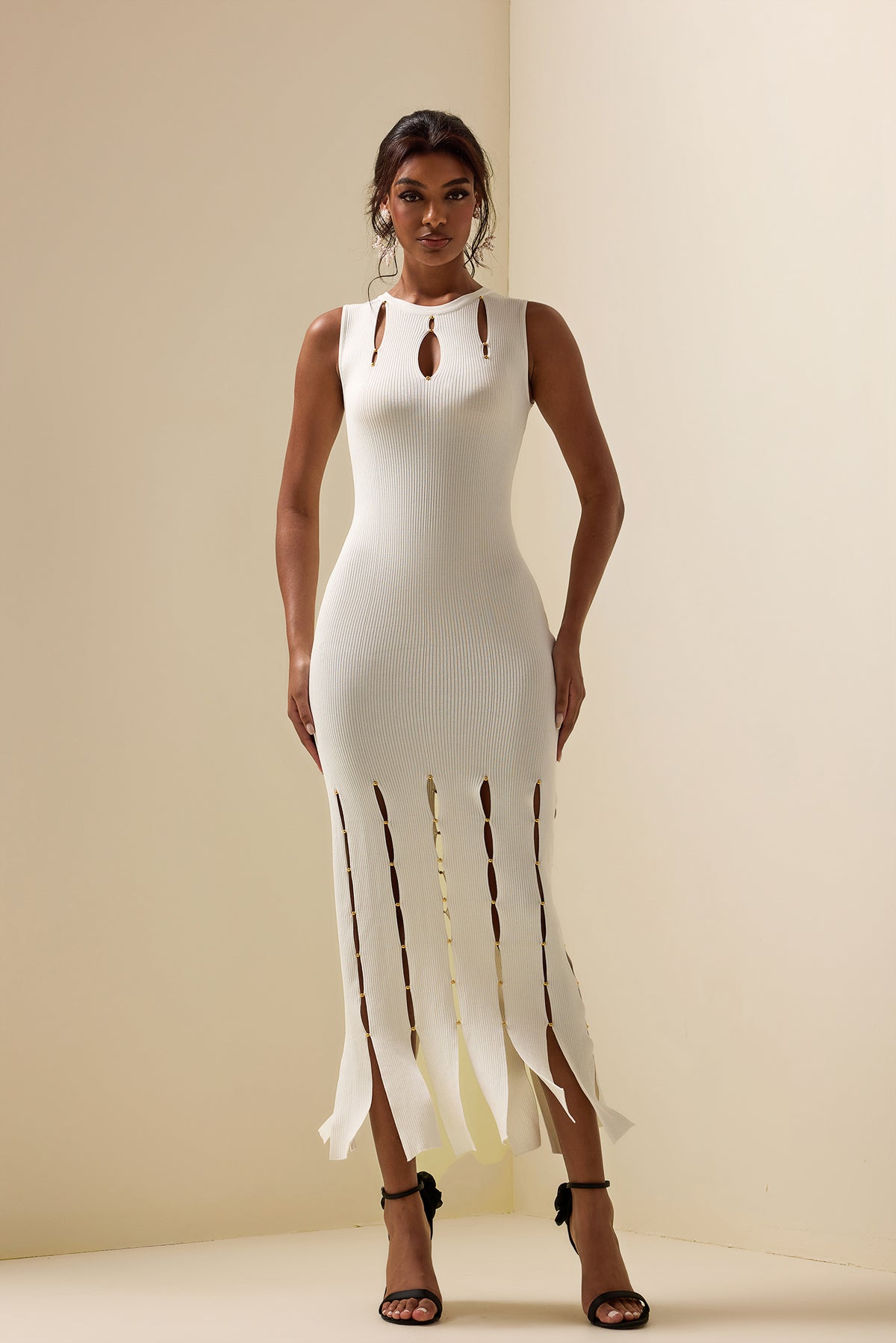 Knit Cut-out Sleeveless Midi Dress