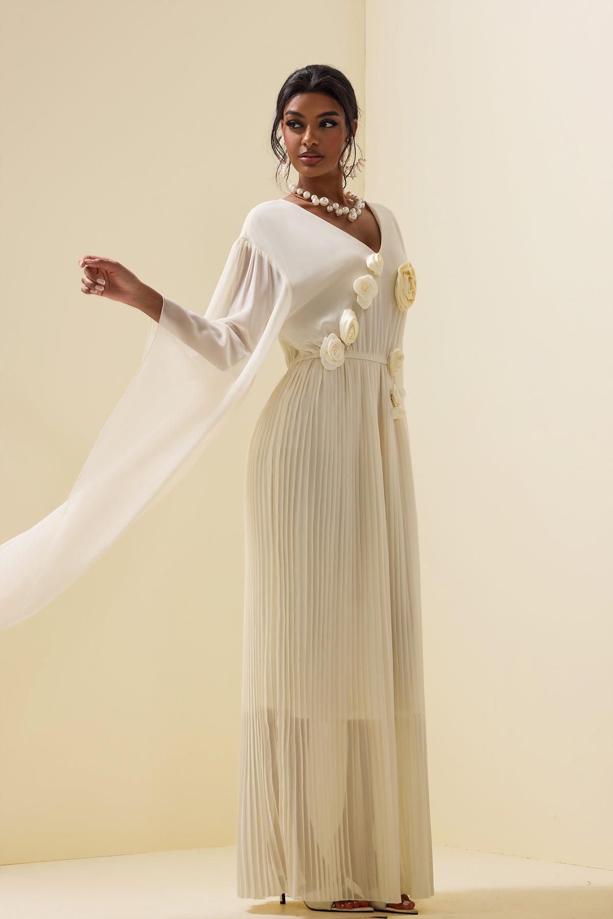 3d Cape Maxi Dress