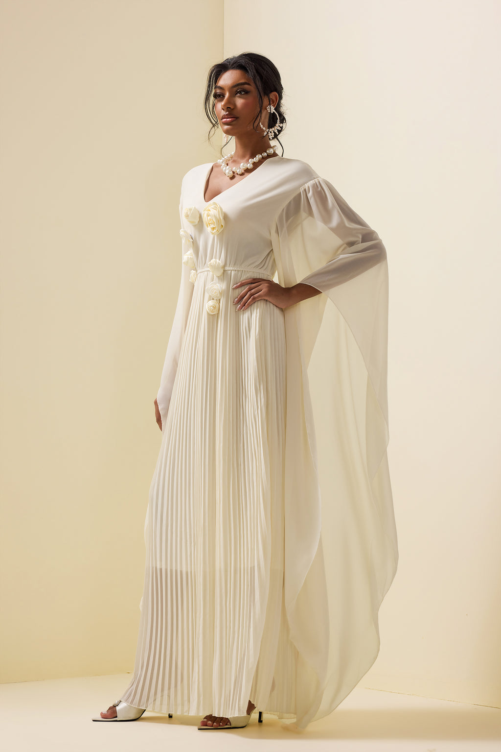3d Cape Maxi Dress