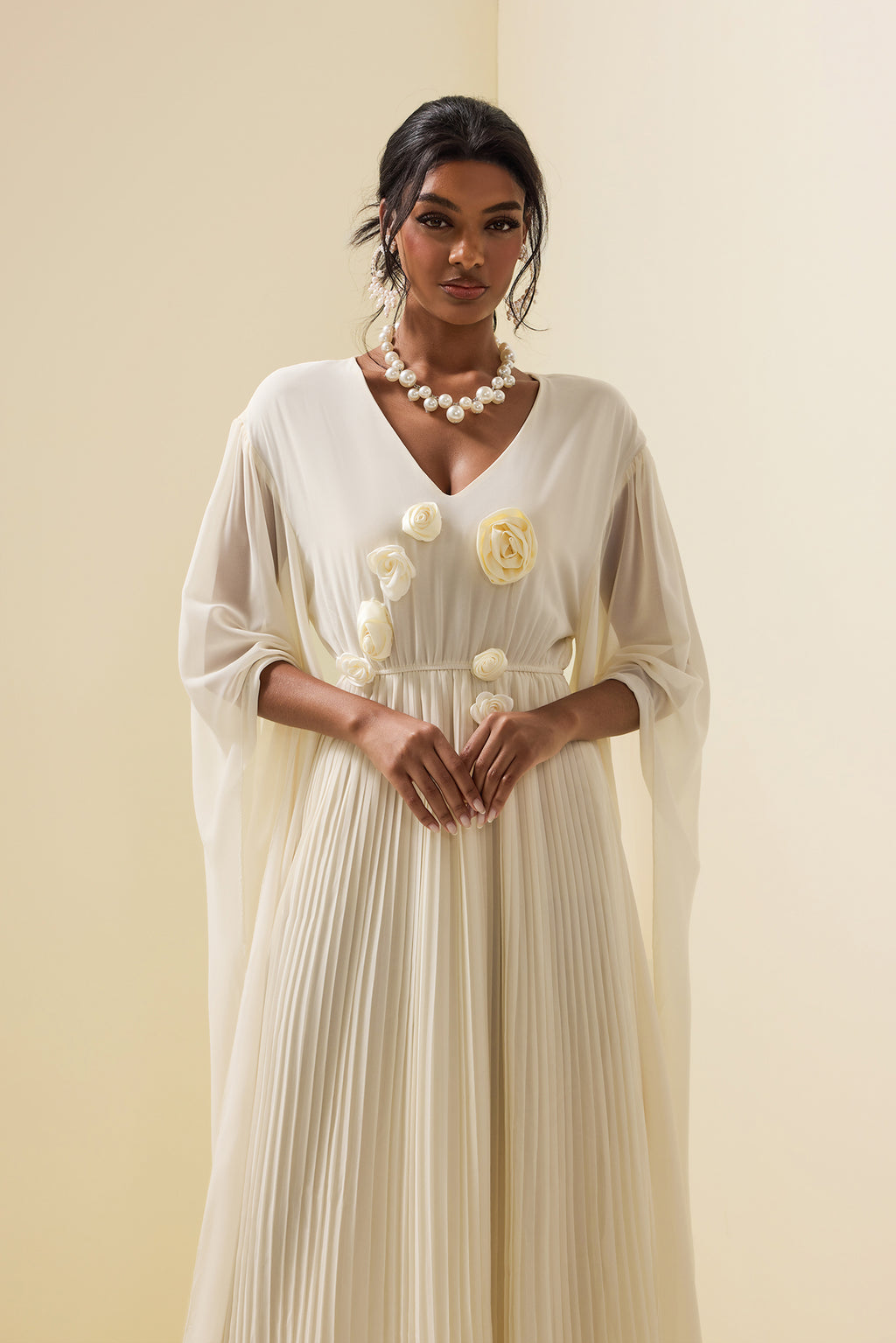 3d Cape Maxi Dress