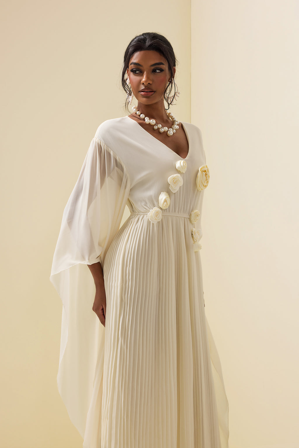 3d Cape Maxi Dress