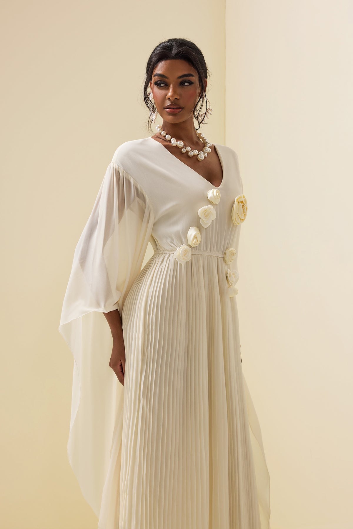 3d Cape Maxi Dress