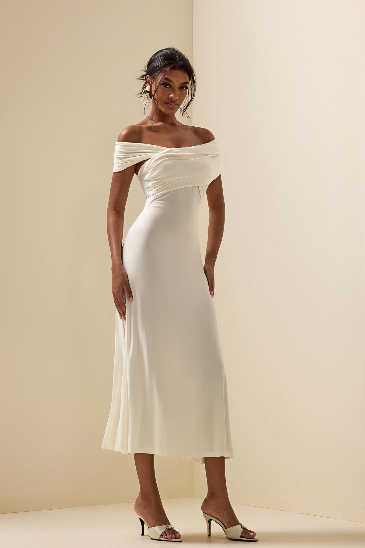 Jersey Off-shoulder Maxi Dress