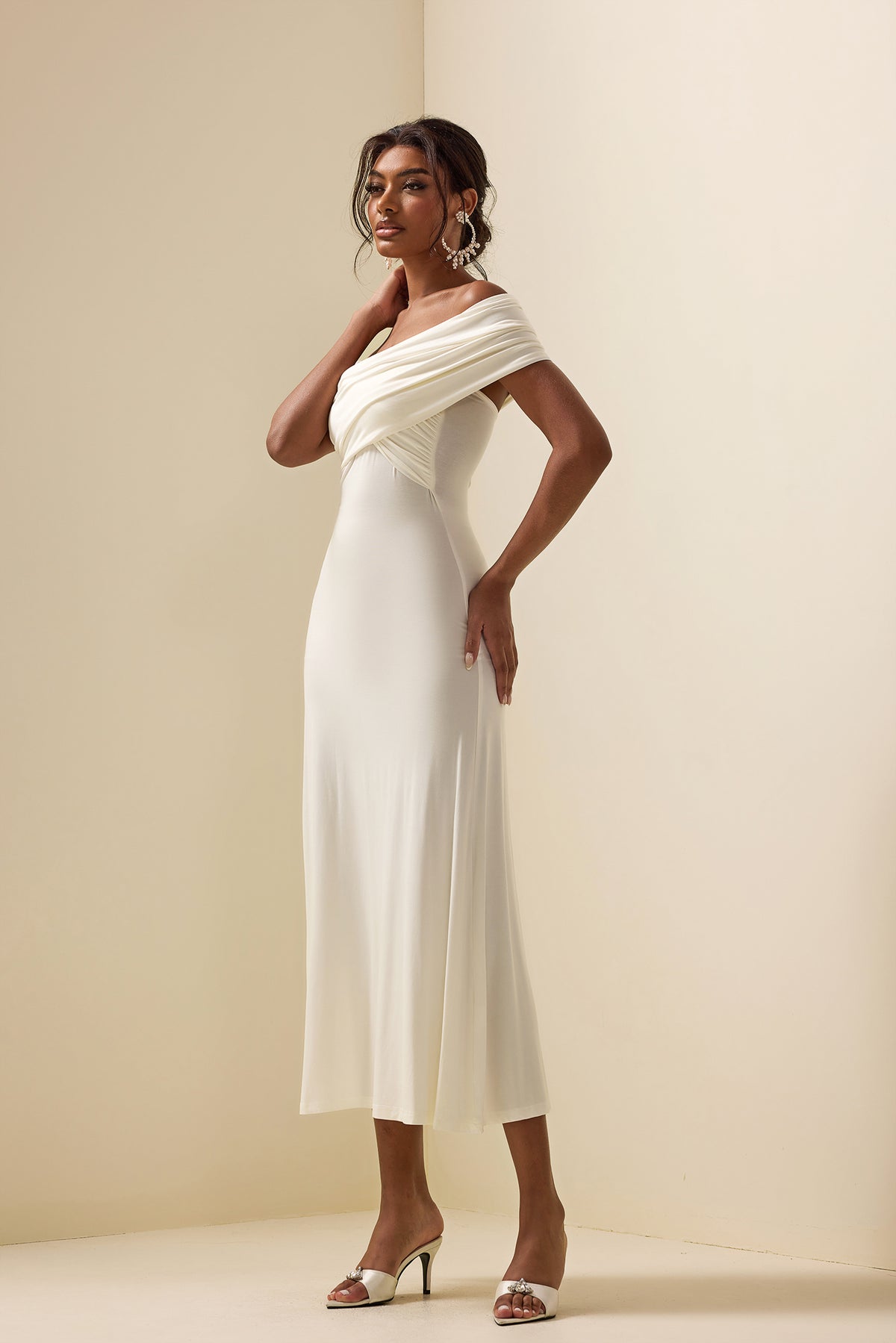 Jersey Off-shoulder Maxi Dress