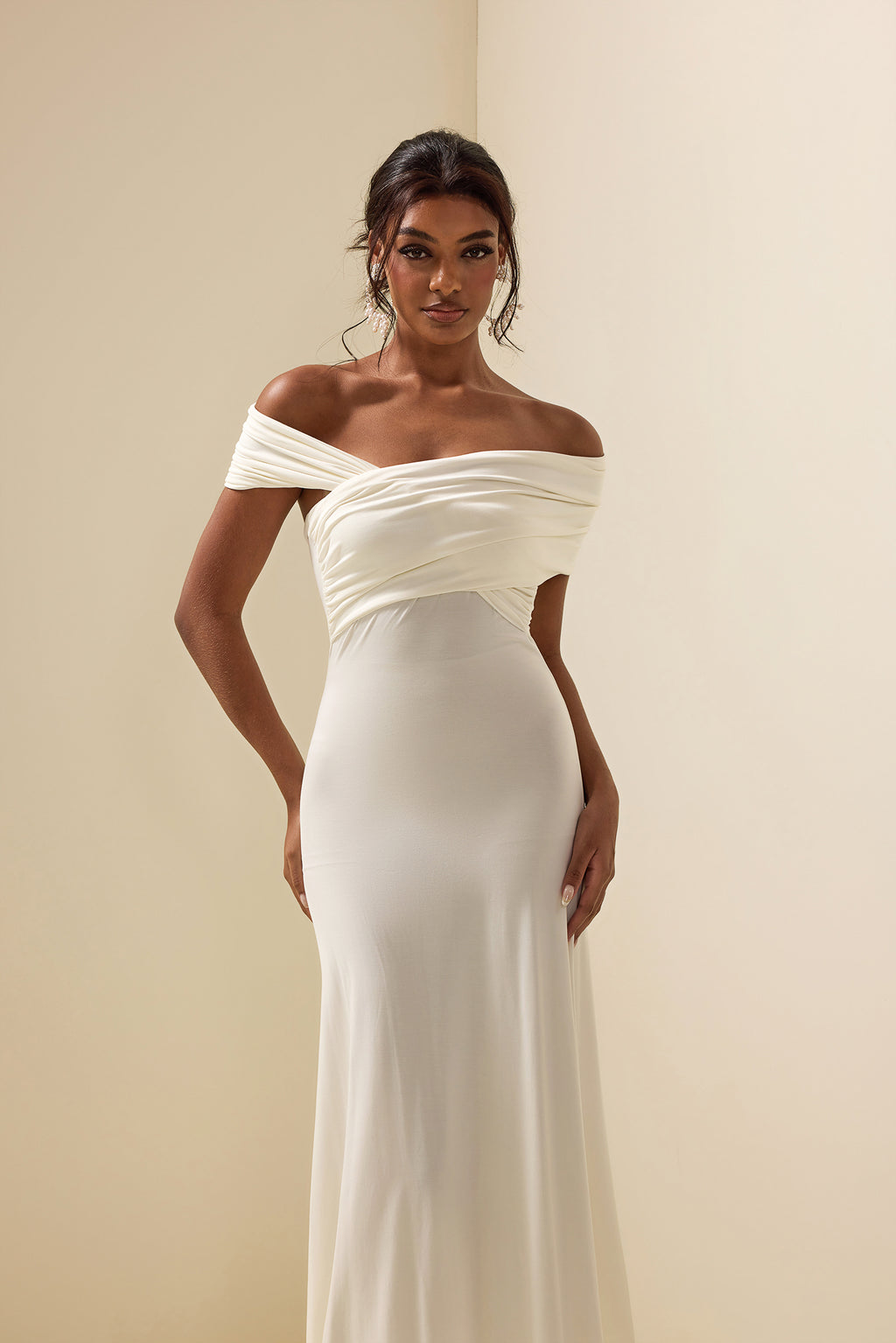 Jersey Off-shoulder Maxi Dress