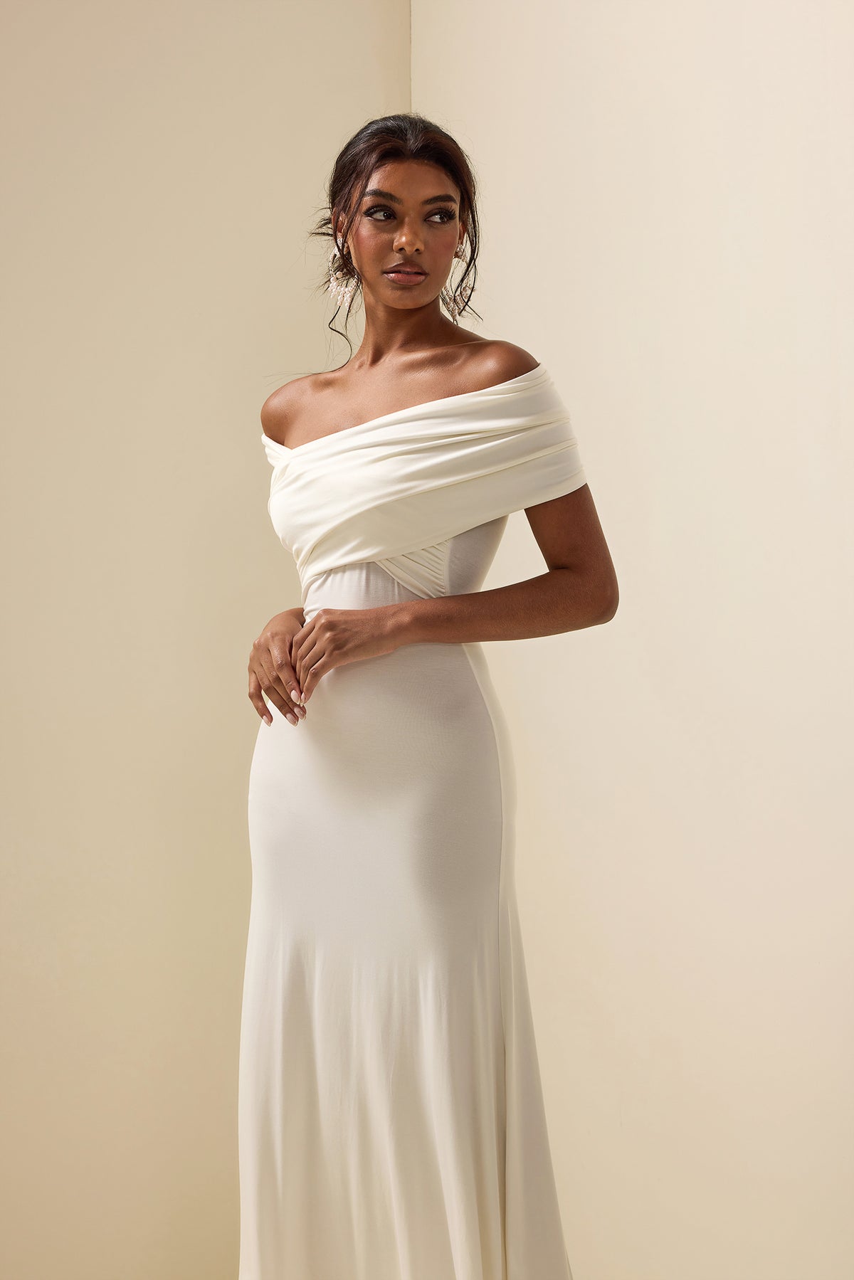 Jersey Off-shoulder Maxi Dress