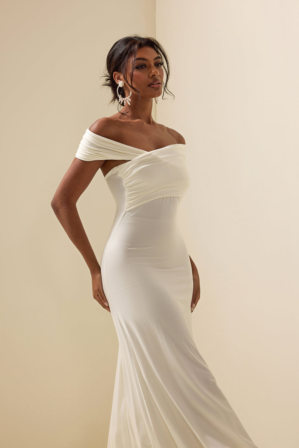 Jersey Off-shoulder Maxi Dress