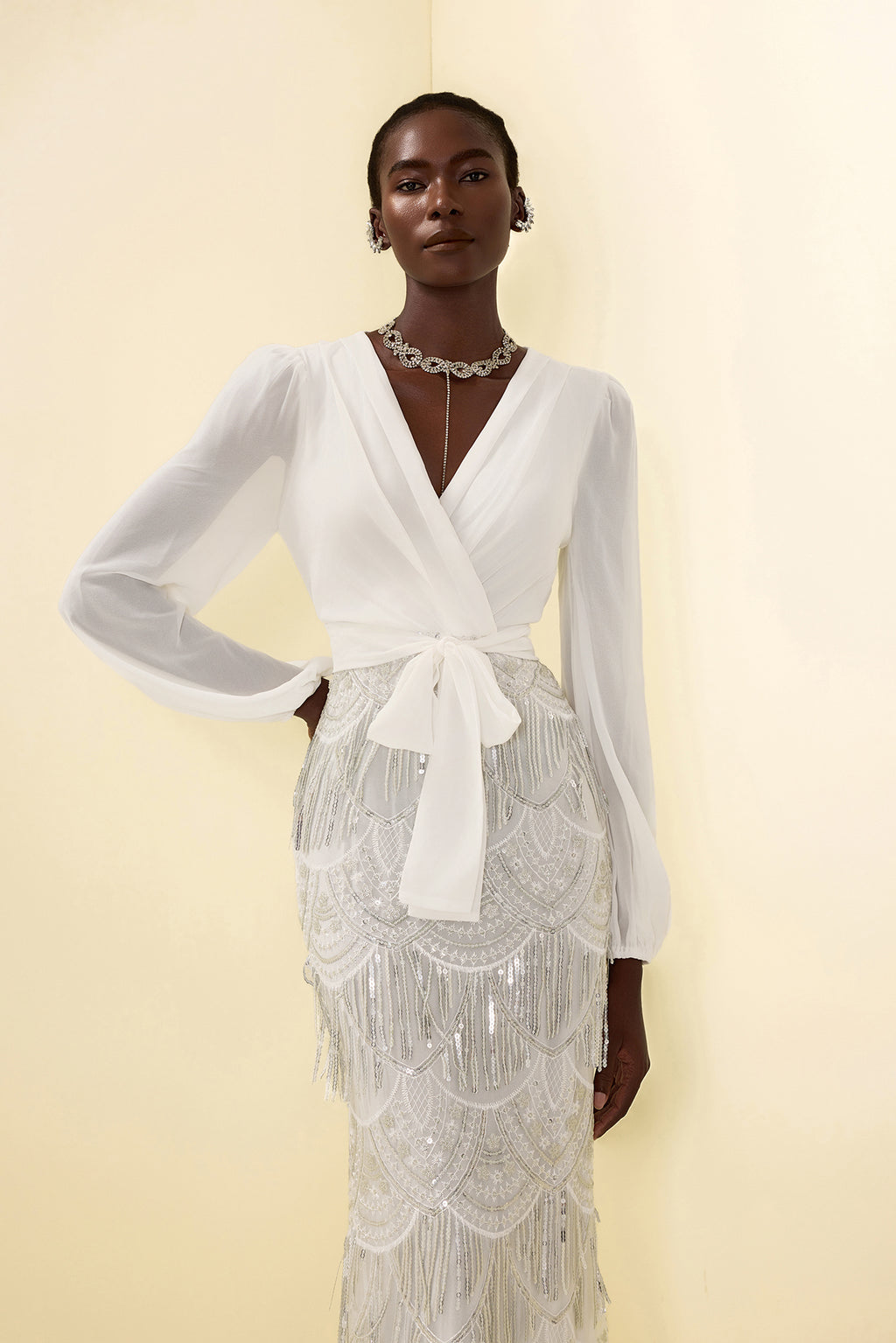 Sequin Tassel Long Sleeve Maxi Dress