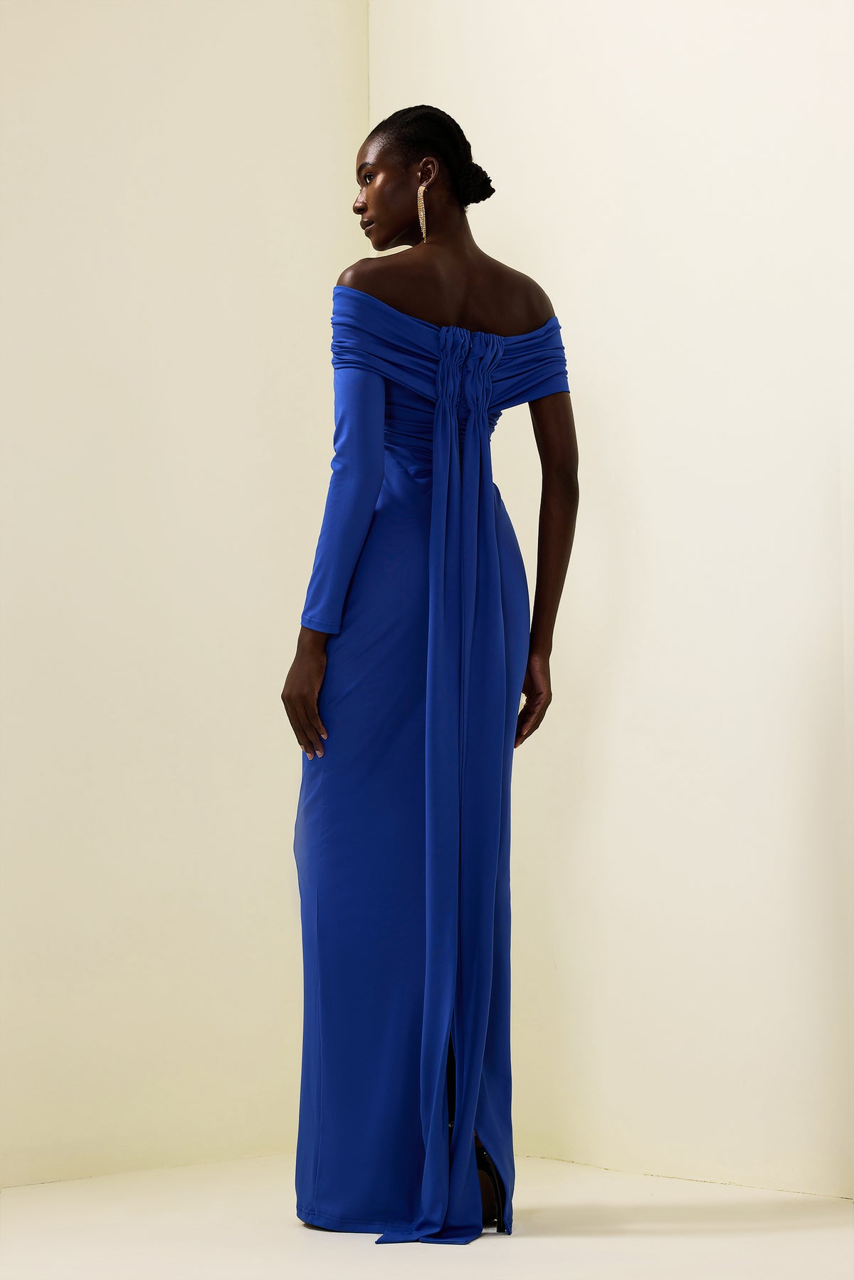 Off-shoulder Ruched Maxi Dress