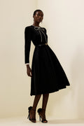 Velvet Rhinestone Bow Midi Dress