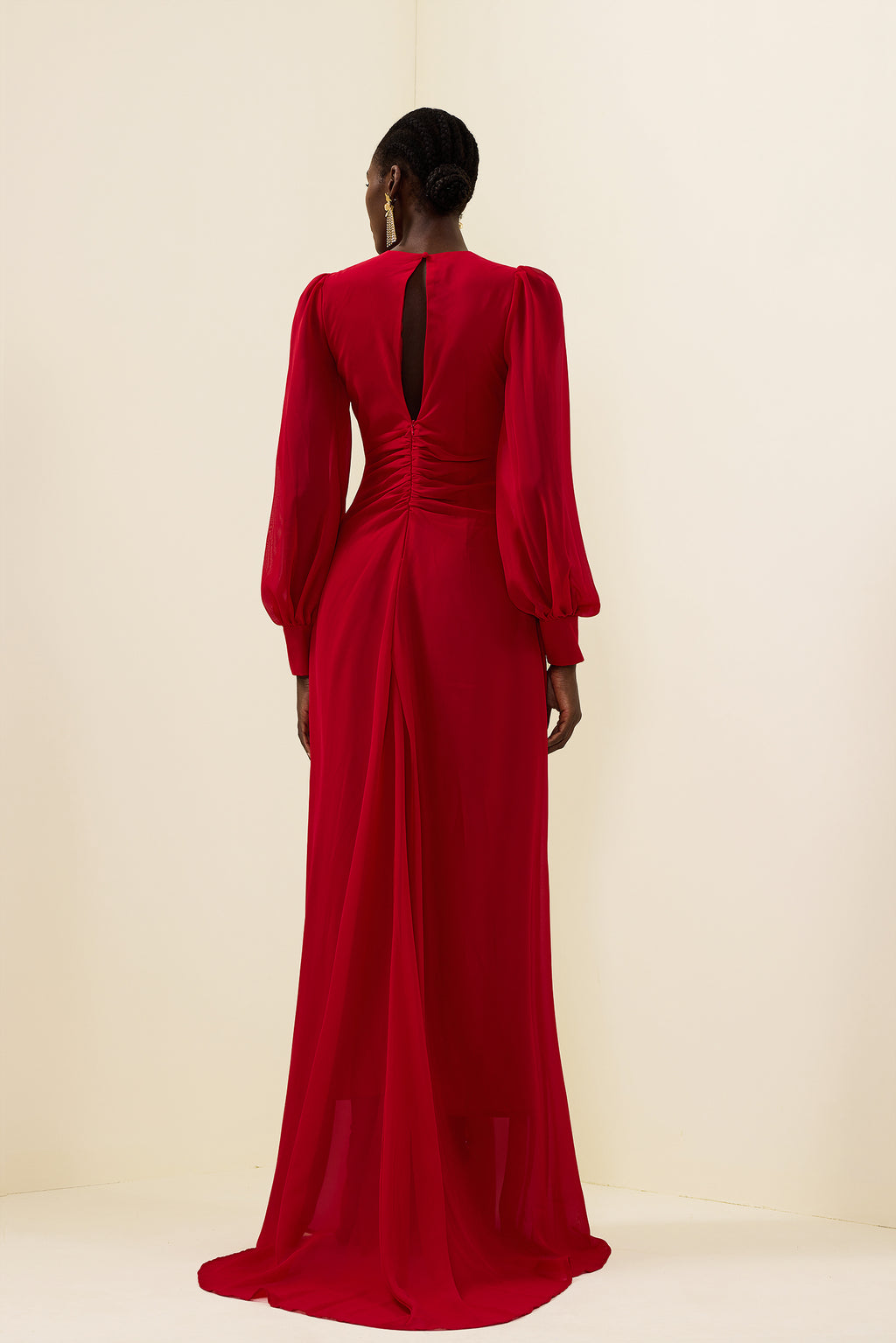 Knotted Lantern Sleeve Maxi Dress