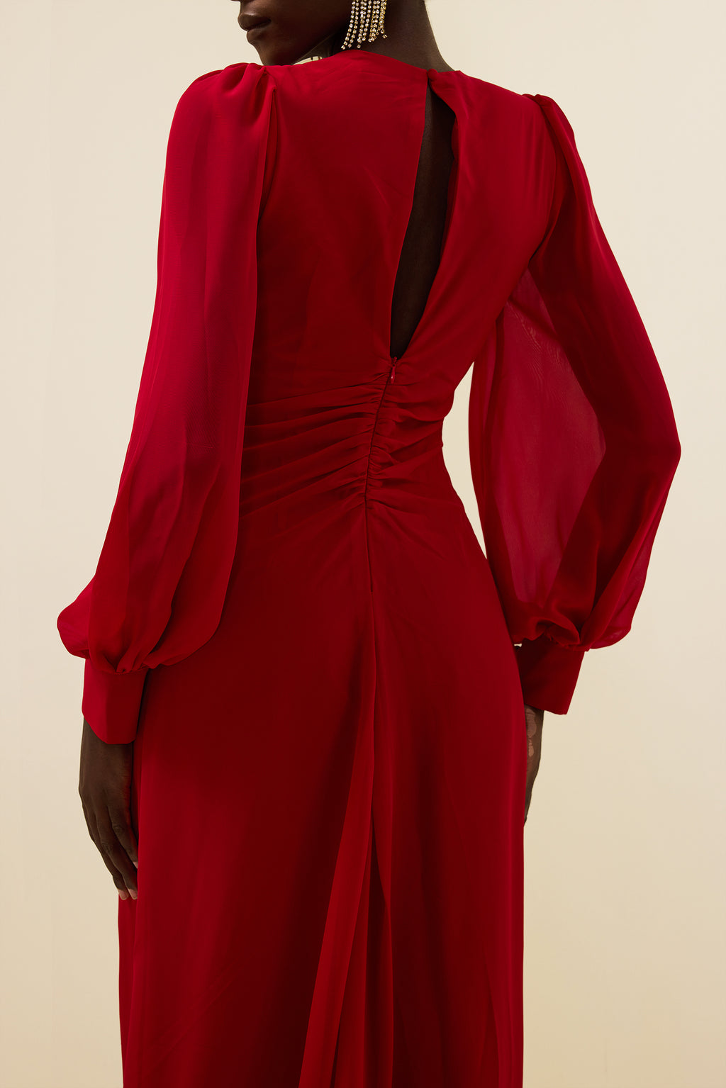 Knotted Lantern Sleeve Maxi Dress