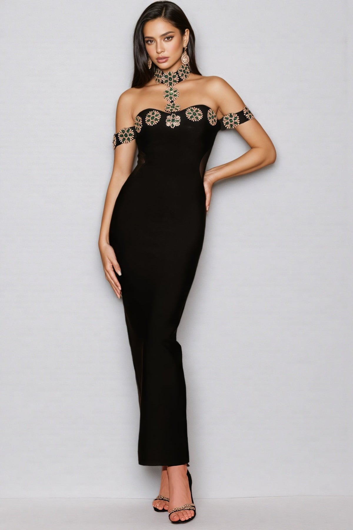 Mona Crystal Bandage Maxi Dress