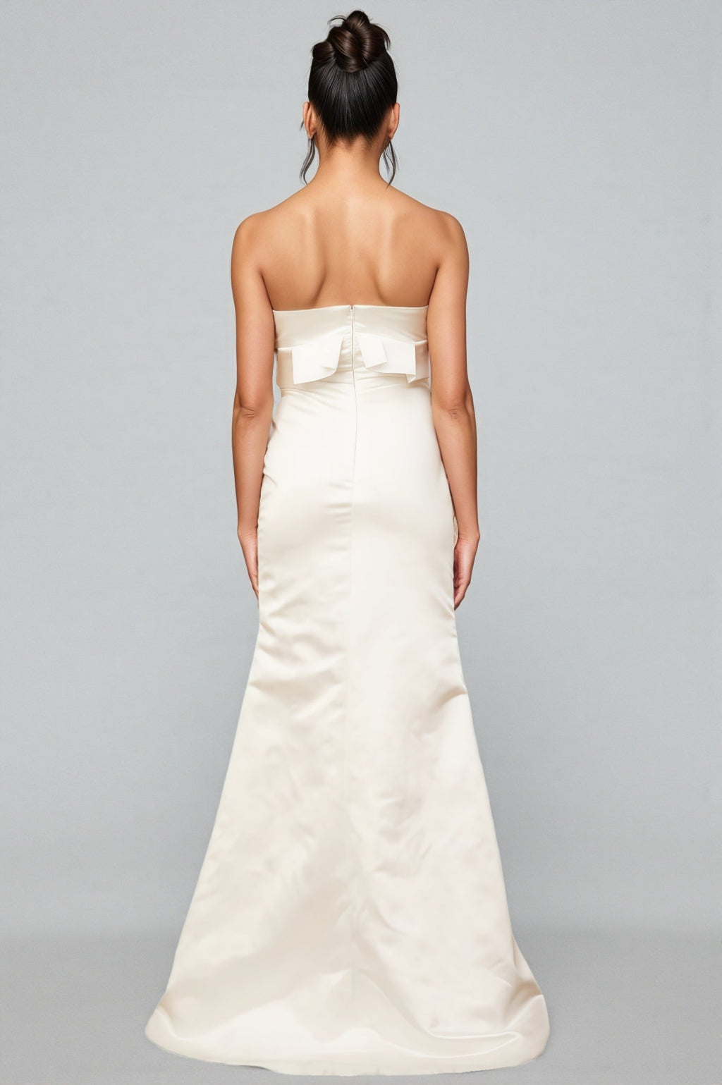 Jiusi White Appliqued Satin Maxi Dress
